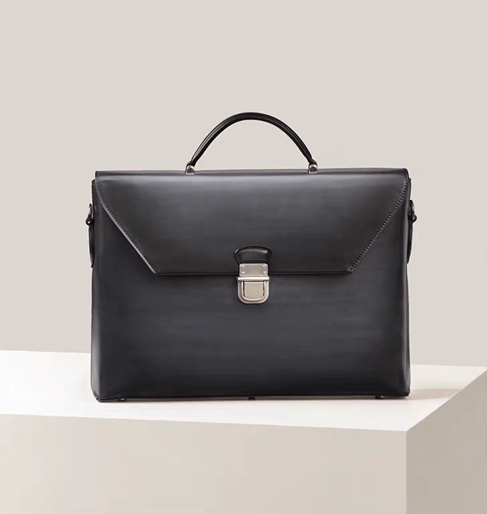 Vintage Cowhide Leather Envelop Briefcases, Business Bags And Laptop Computer Handbags