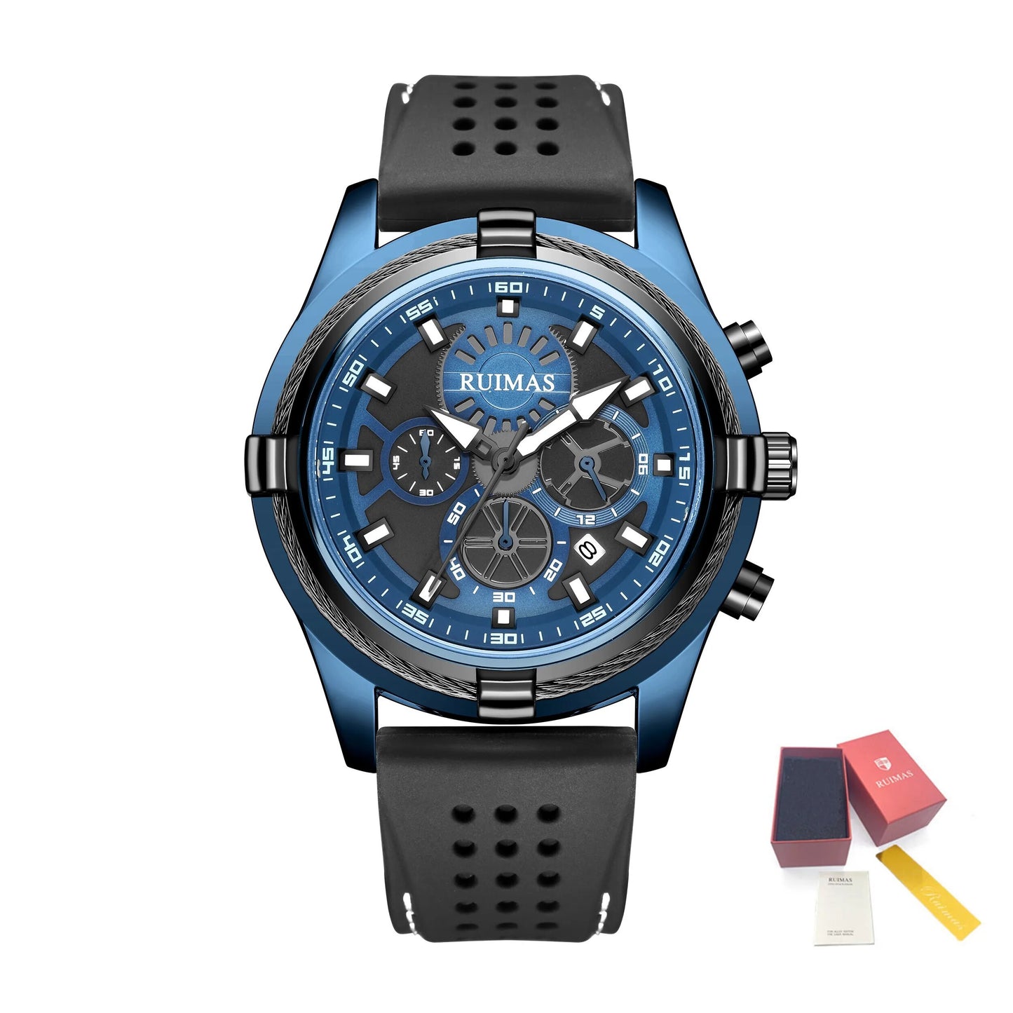 RUIMAS Top Luxury Quartz Wristwatches Men Silicone Large Dial Military Sports Watches Waterproof Luminous Date Reloj Hombre-16