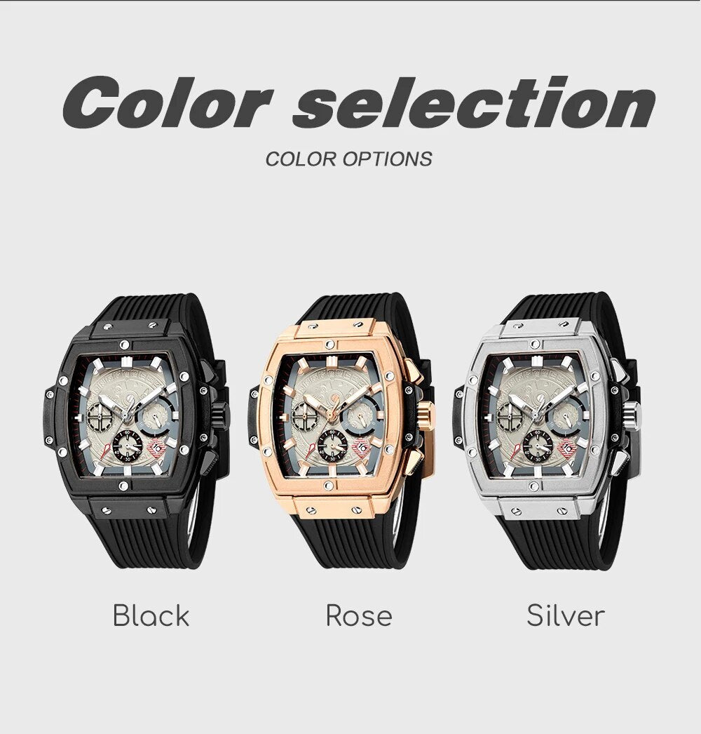 RUIMAS Watch for Men Fashion Luxury Sport Military Watches Silicone Strap Waterproof Quartz Casual Wristwatch Clock Montre Homme