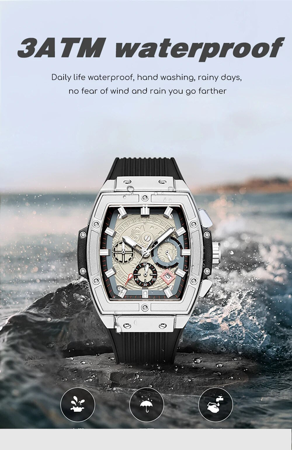 RUIMAS Watch for Men Fashion Luxury Sport Military Watches Silicone Strap Waterproof Quartz Casual Wristwatch Clock Montre Homme