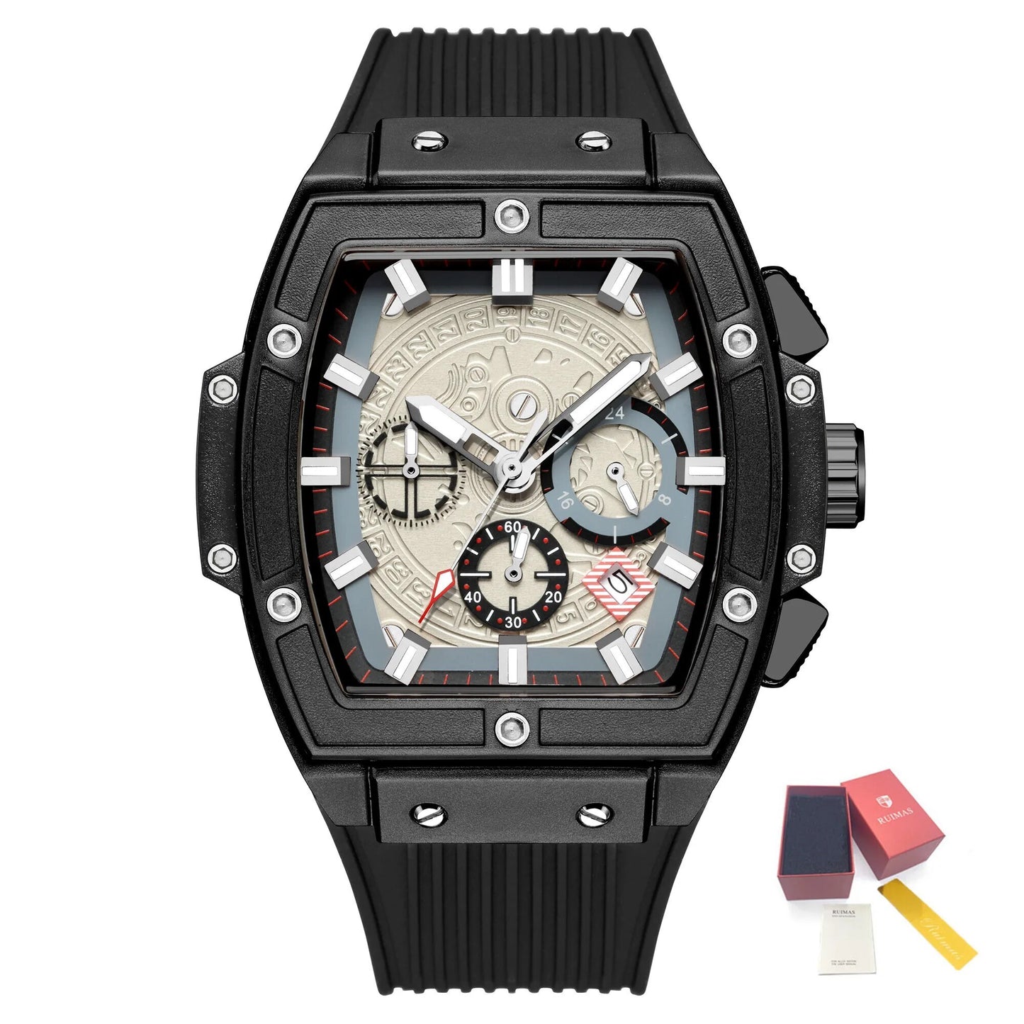 RUIMAS Watch for Men Fashion Luxury Sport Military Watches Silicone Strap Waterproof Quartz Casual Wristwatch Clock Montre Homme