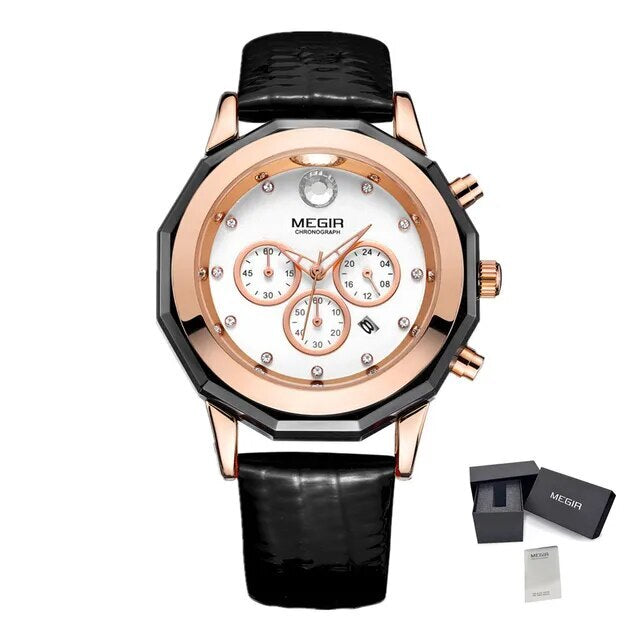 MEGIR Luxury Brand Women Bracelet Watches Ladies Fashion Quartz Sport Wristwatch Leather Dress Clock Chronograph Reloj Hombre