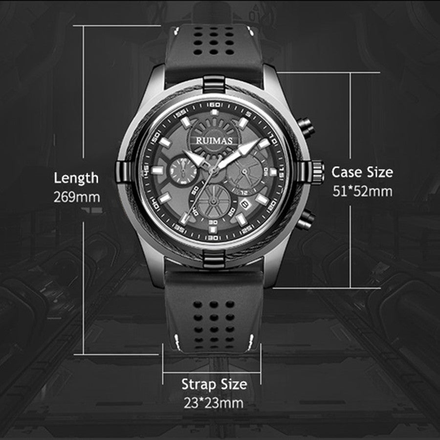 RUIMAS Top Luxury Quartz Wristwatches Men Silicone Large Dial Military Sports Watches Waterproof Luminous Date Reloj Hombre-4