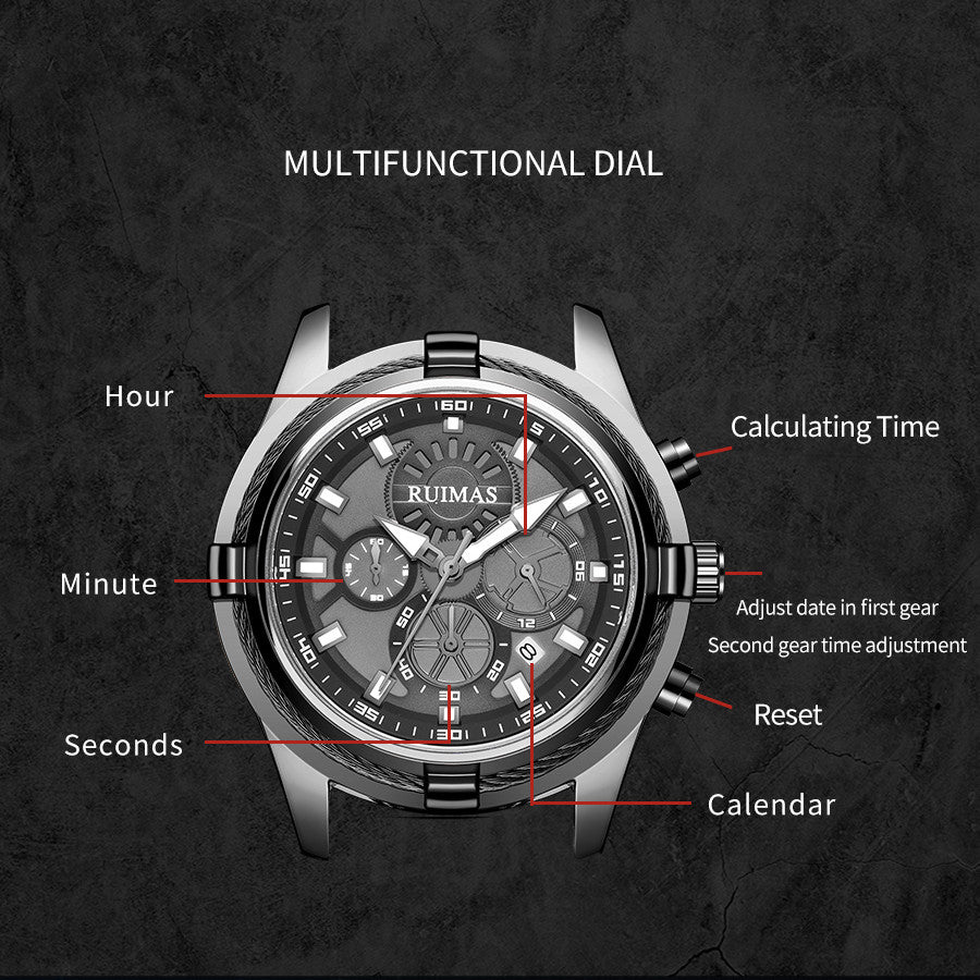 RUIMAS Top Luxury Quartz Wristwatches Men Silicone Large Dial Military Sports Watches Waterproof Luminous Date Reloj Hombre-5