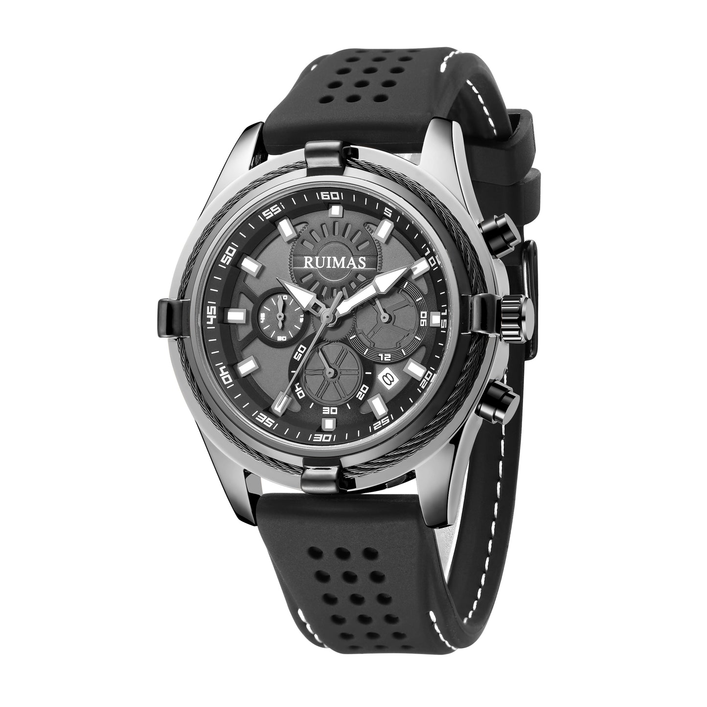 RUIMAS Top Luxury Quartz Wristwatches Men Silicone Large Dial Military Sports Watches Waterproof Luminous Date Reloj Hombre-11