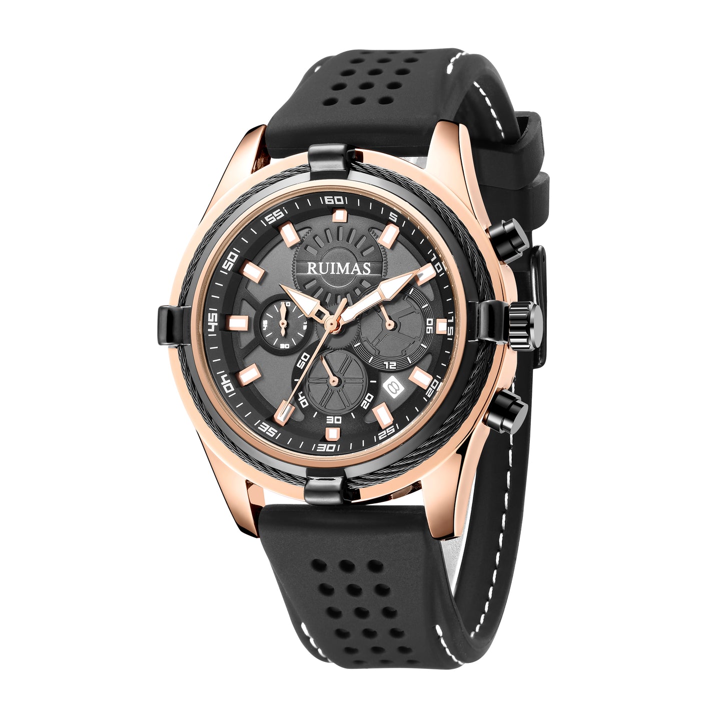 RUIMAS Top Luxury Quartz Wristwatches Men Silicone Large Dial Military Sports Watches Waterproof Luminous Date Reloj Hombre-10
