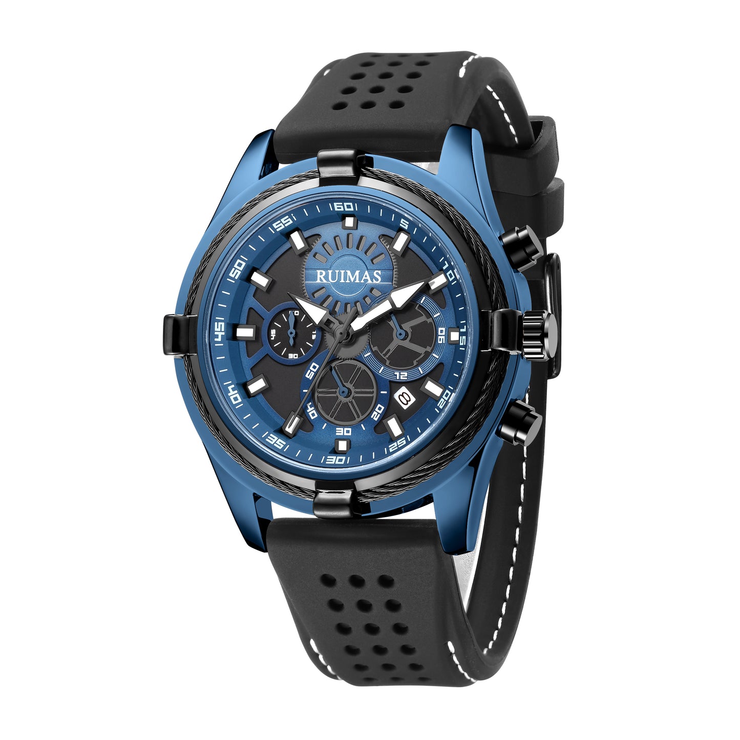RUIMAS Top Luxury Quartz Wristwatches Men Silicone Large Dial Military Sports Watches Waterproof Luminous Date Reloj Hombre-12
