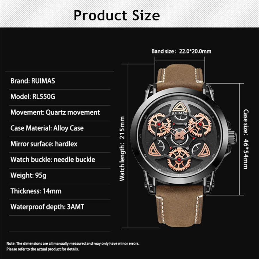 RUIMAS Brand Quartz Sport Watches for Men Fashion Military Casual Wrist Watch Waterproof Leather Male Clock Reloj Hombre 550