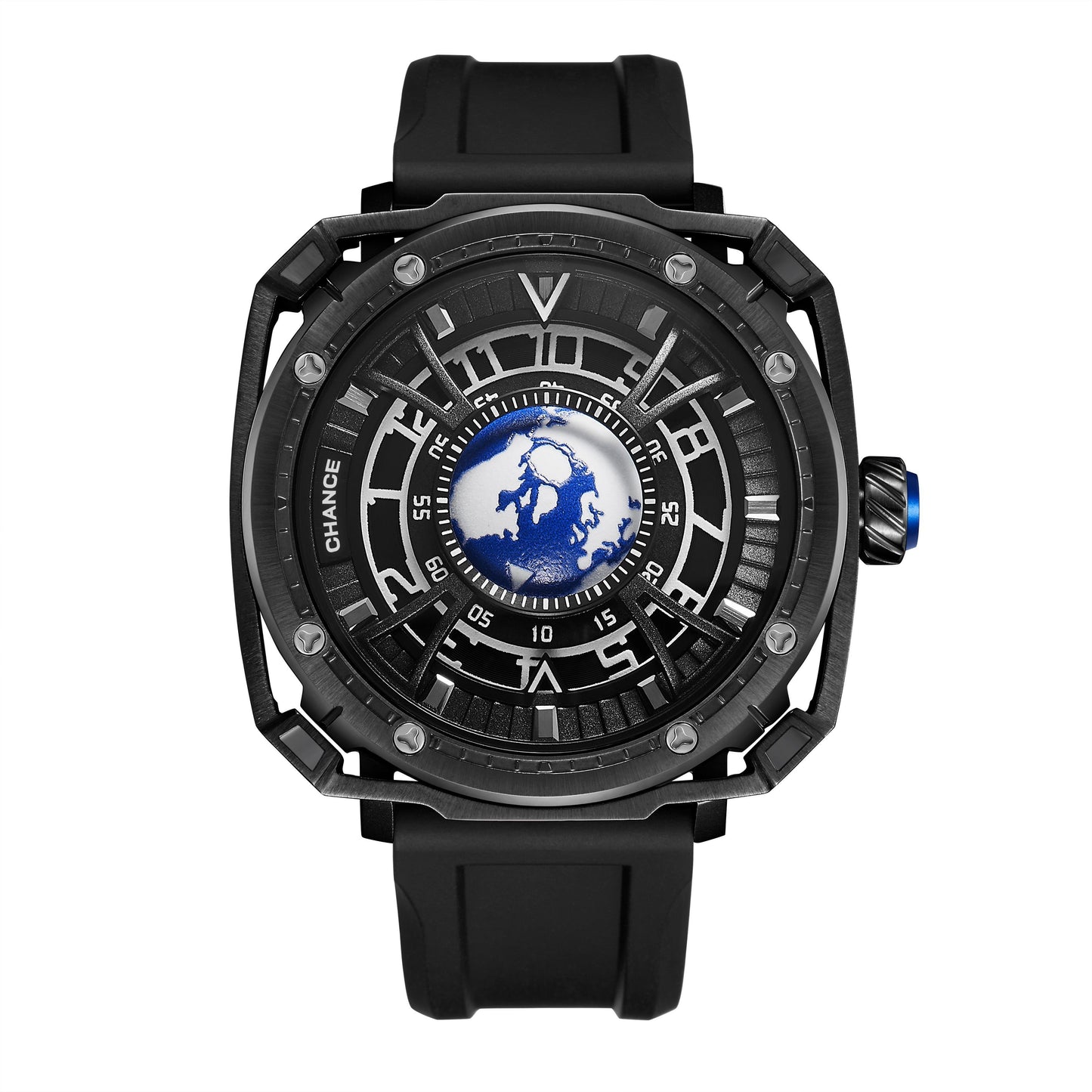 CHANCE Luxury Men Mechanical Wristwatch Automatic Watch Stainless Steel Case Sports Silicone Strap Luminous Watches Clock