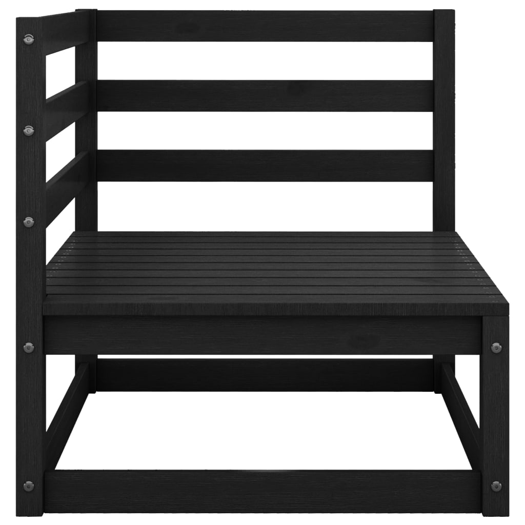 NNEVL Garden Corner Sofas 2 pcs Black Solid Pinewood