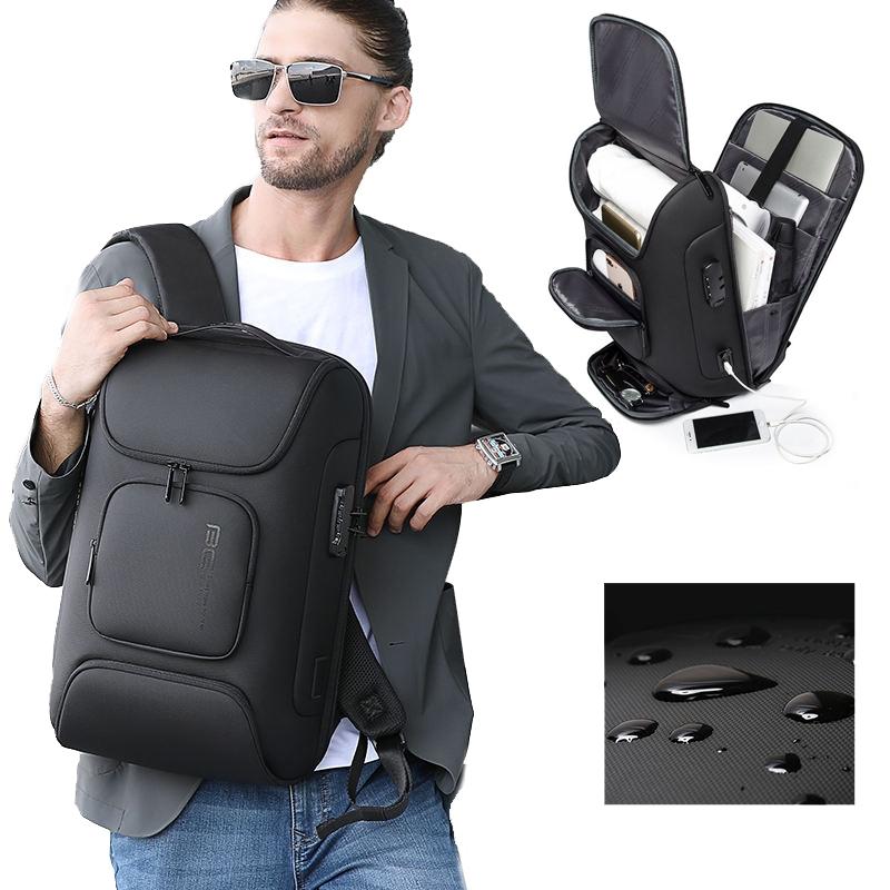 NNEDSZ Waterproof Antitheft Men Backpack for 15.6 Laptop - Travel Ready - Black