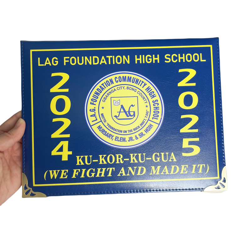 A4 PU Leather Certificate Holder – Custom Logo Diploma Cover with Gold/Silver Hot Stamping | Model P022