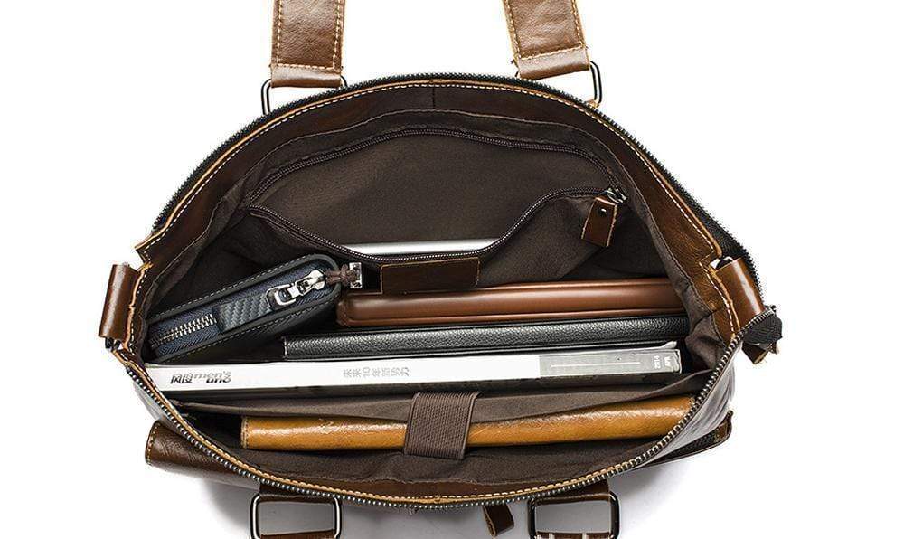 Rossie Viren Men's Bunished Vintage Leather Shoulder Top Handle Bags