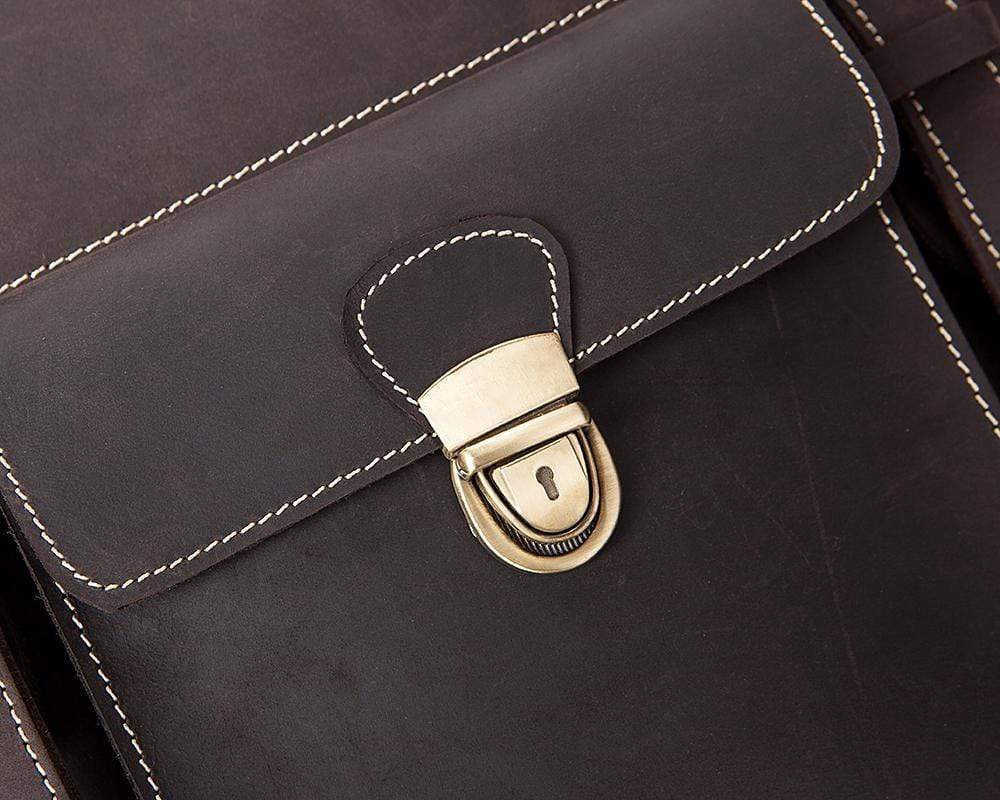 Rossie Viren Vintage Retro Brown Leather Men's Briefcase Messenger Satchel Postmen Bag