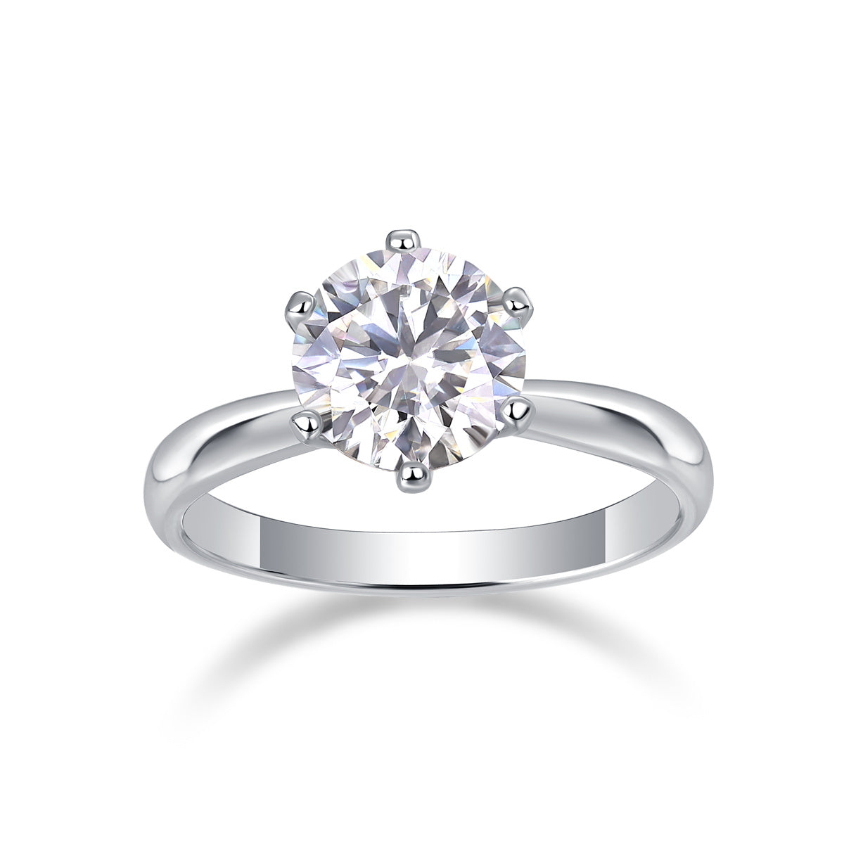 Classic Six-prong - Set With 1-2-3-5-carat Top-quality Moissanite S925 Silver And Platinum-plated Diamond Wedding Ring. The Ring Can Be Inspected With A Diamond Pen
