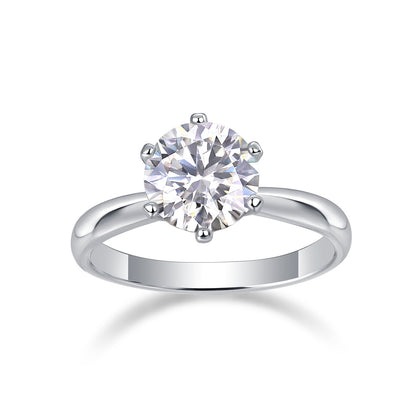 Classic Six-prong - Set With 1-2-3-5-carat Top-quality Moissanite S925 Silver And Platinum-plated Diamond Wedding Ring. The Ring Can Be Inspected With A Diamond Pen