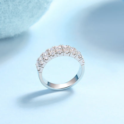 Starry Sky - A Wedding Ring Set With Top-quality Moissanite S925 Silver And Platinum-plated Diamond Can Be Inspected With A Diamond Pen