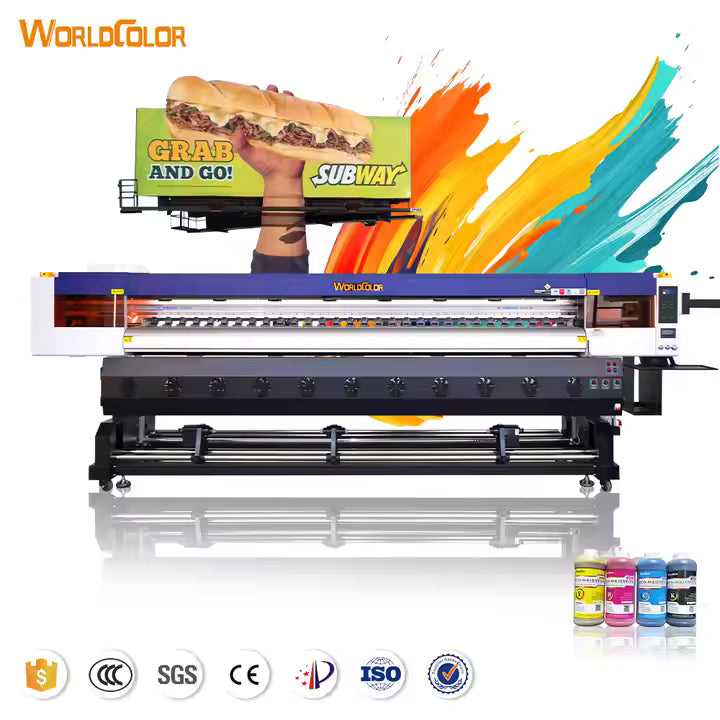 Tarpaulin Printing Machine WorldColor Eco Solvent Inkjet Printer – I3200E1 / F1080 Print Head | 3200dpi | 3.2m Roll-to-Roll | For Vinyl, Banner, Fabric, and More