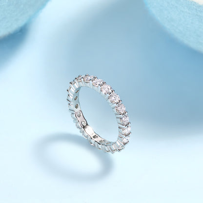 A Fleeting Glimpse - A Wedding Ring Set With Top-quality Moissan S925 Silver And Platinum-plated Diamond Can Be Inspected With A Diamond Pen