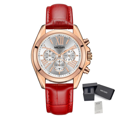 MEGIR Watch for Women Top Brand Luxury Ladies Fashion Wristwatch Leather Waterproof Elegant Dress Quartz Female Clock 2114