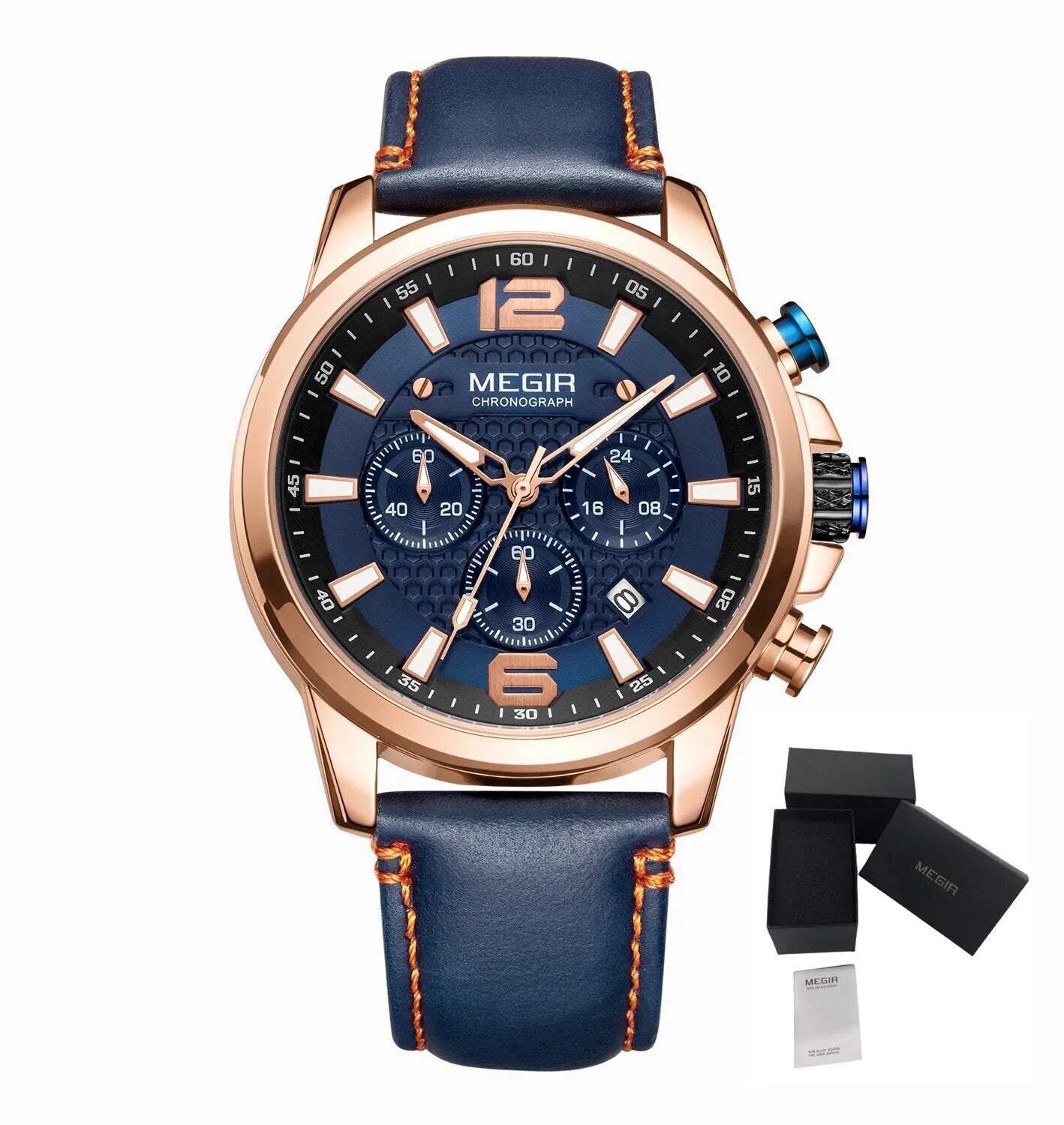 MEGIR Men's Quartz Wrist Watch Stainless Steel Band Chronograph Watches Luminous Waterproof Wristwatch Man Clock Military Watch