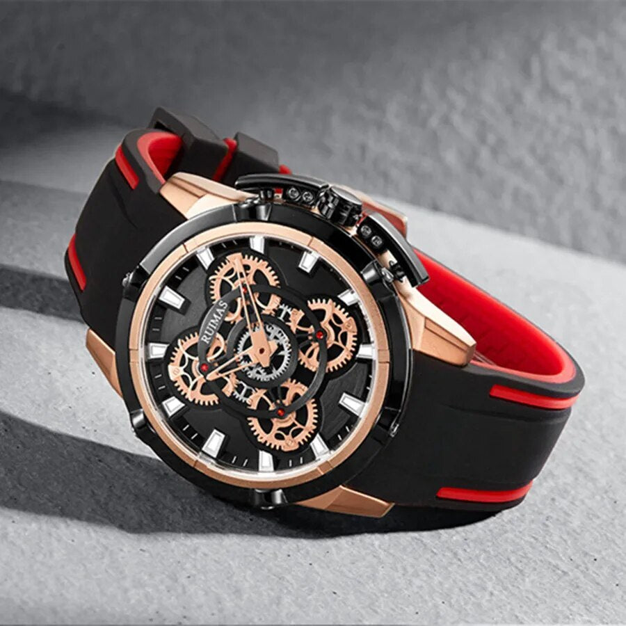 RUIMAS Top Brand Mens Watches Luxury Silicone Large Dial Sports Quartz Wristwatch Waterproof Date Clock Casual Relogio Masculino