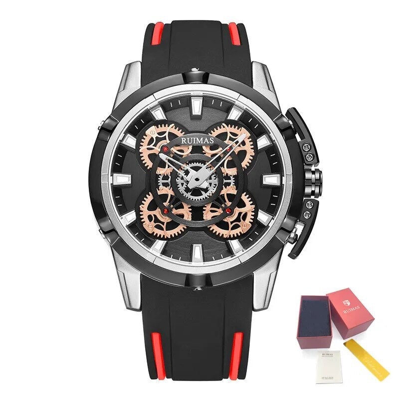 RUIMAS Top Brand Mens Watches Luxury Silicone Large Dial Sports Quartz Wristwatch Waterproof Date Clock Casual Relogio Masculino