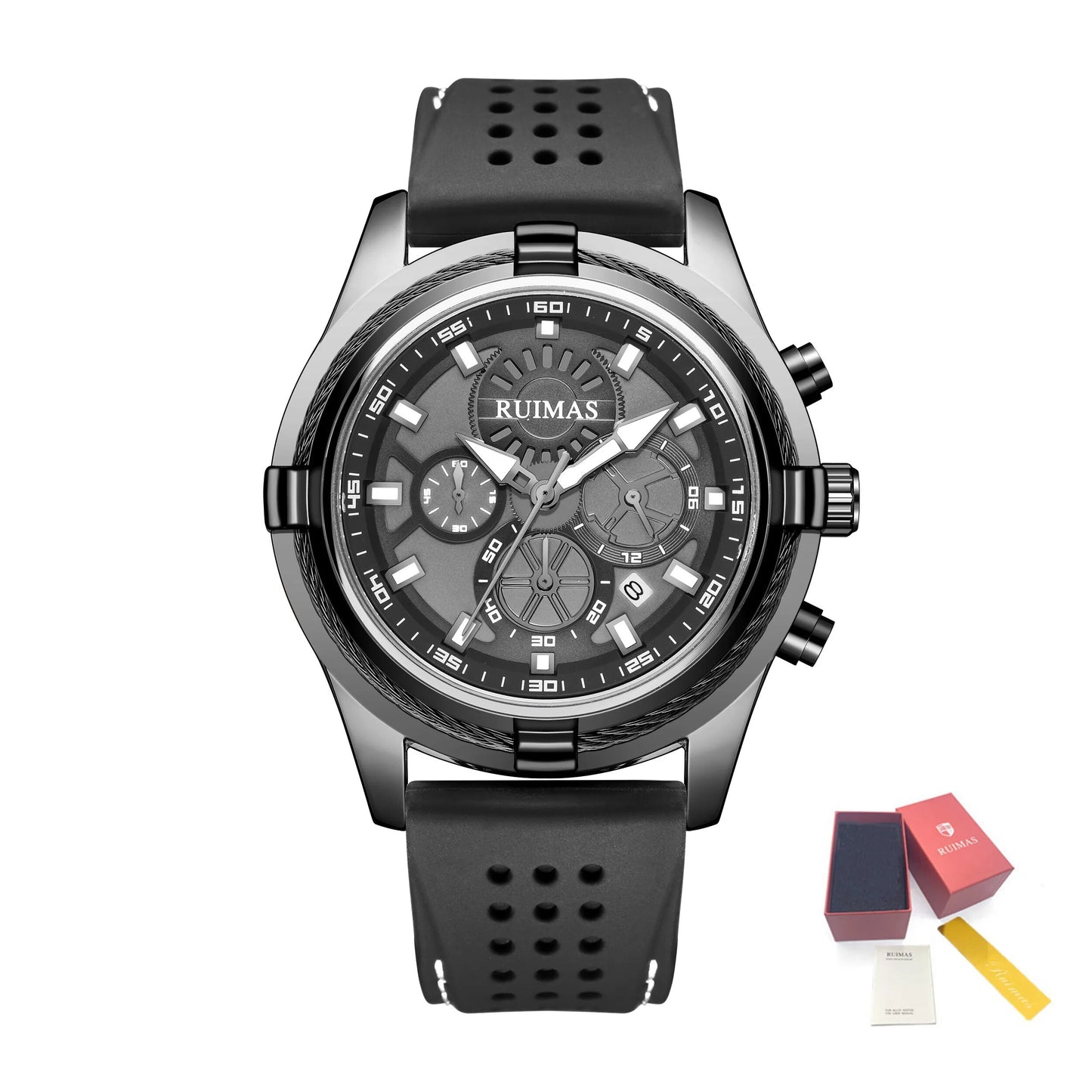 RUIMAS Top Luxury Quartz Wristwatches Men Silicone Large Dial  Military Sports Watches Waterproof Luminous Date Reloj Hombre-17