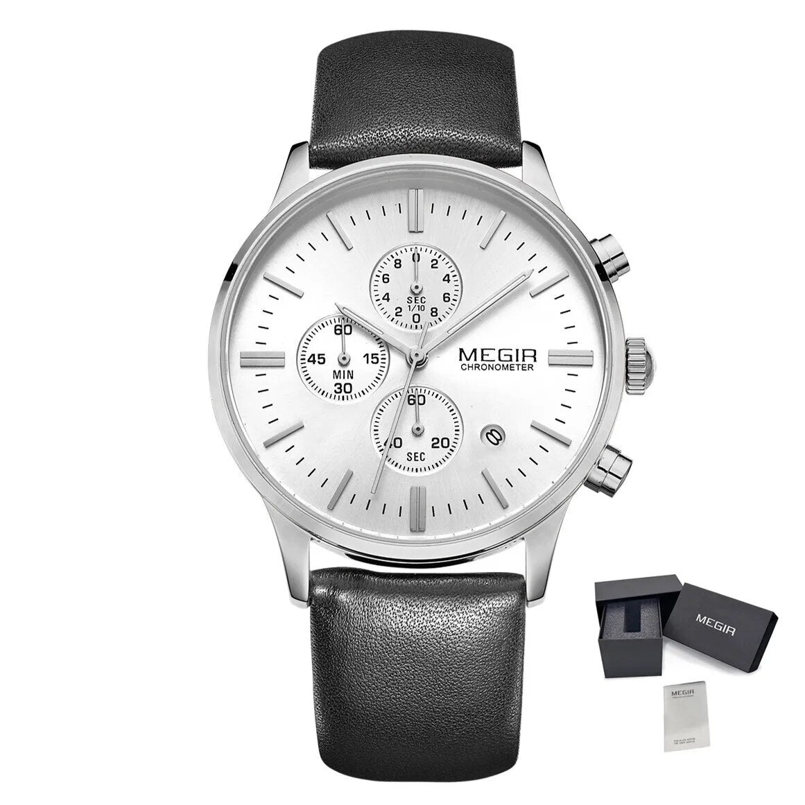 MEGIR Sport Watch for Men Luxury Waterproof Quartz Clock Leather Wristwatch Luminous Military Watches Calendar reloj hombre 2011-11