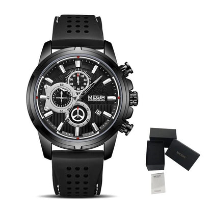 MEGIR Brand Luxury Sport Quartz Watch Silicone Chronograph Men Wristwatches Waterproof Male Calendar Clock Wrist Watch 2101-17