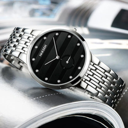 NAKZEN Diamond Men Watch Luxury Brand Sapphire Watches Mens Stainless Steel Black Gold Wristwatch Male Clock Relogio Masculino