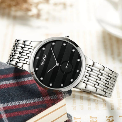 NAKZEN Diamond Men Watch Luxury Brand Sapphire Watches Mens Stainless Steel Black Gold Wristwatch Male Clock Relogio Masculino
