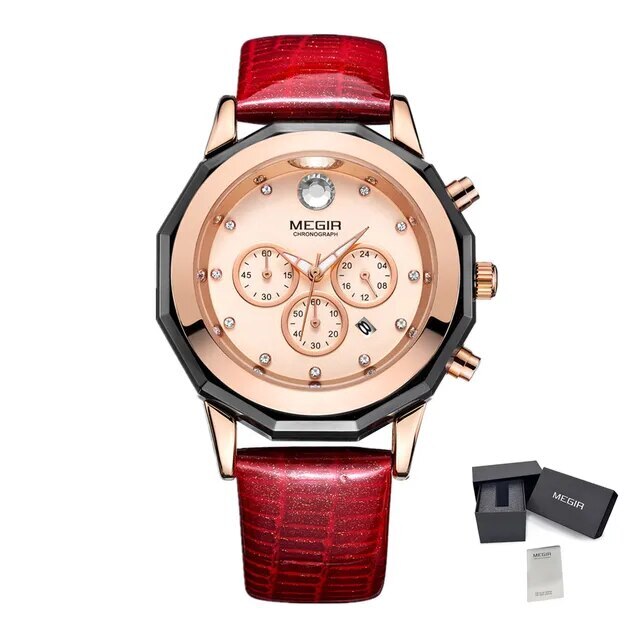 MEGIR Luxury Brand Women Bracelet Watches Ladies Fashion Quartz Sport Wristwatch Leather Dress Clock Chronograph Reloj Hombre