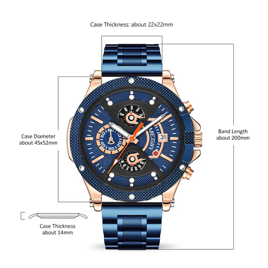 MEGIR Men's Business Watch Top Brand Luxury Quartz Wristwatch Fashion Waterproof Man Military Clock Calendar Reloj Hombre 2216