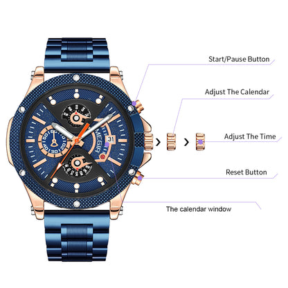 MEGIR Men's Business Watch Top Brand Luxury Quartz Wristwatch Fashion Waterproof Man Military Clock Calendar Reloj Hombre 2216