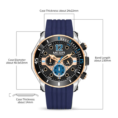 MEGIR Men Sport Military Watches Luminous Waterproof Male Chronograph Clock Luxury Casual Big Dial Wrist Watches Reloj Hombre
