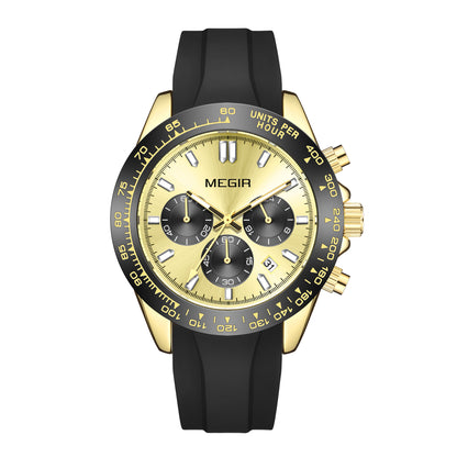 MEGIR Sports Mens Watches Top Brand Men Luxury Military Quartz Watch Silicone Luminous Chronograph Man Clock Wrist Watch 8104