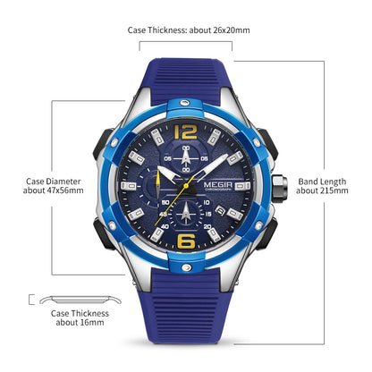 MEGIR Men's Chronograph Original Top Luxury Sports Military Watches for Men Date Luminous Wristwatches Clock Relogio Masculino