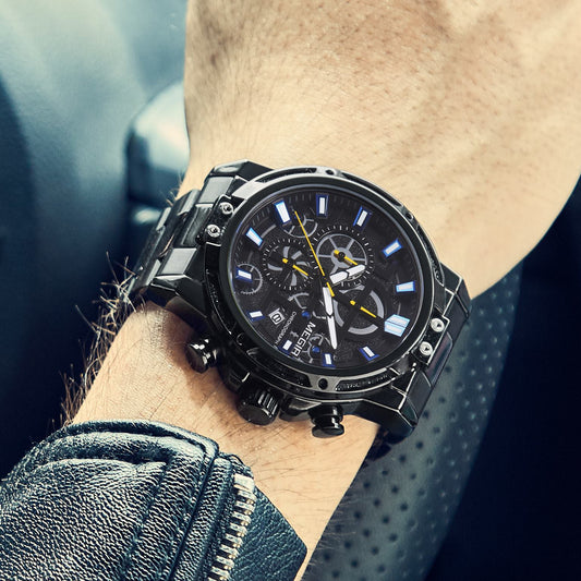 MEGIR Luxury Business Quartz Watches for Mens Stainless Steel Strap Men Casual Wristwatches Waterproof Man Clock Chronograph