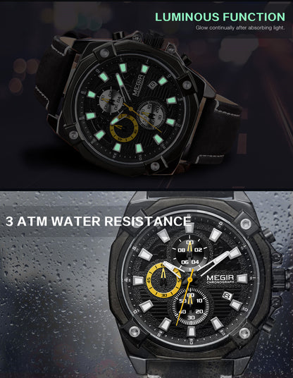 MEGIR Men's Quartz Watches Top Brand Luxury Military Sports Watch Chronograph Fashion Man Clock Wristwatch montre homme 2054-10