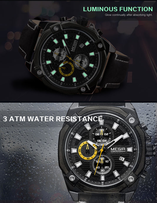 MEGIR Men's Quartz Watches Top Brand Luxury Military Sports Watch Chronograph Fashion Man Clock Wristwatch montre homme 2054-10