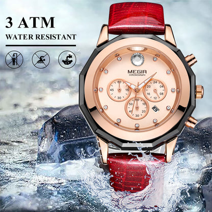 MEGIR Luxury Brand Women Bracelet Watches Ladies Fashion Quartz Sport Wristwatch Leather Dress Clock Chronograph Reloj Hombre