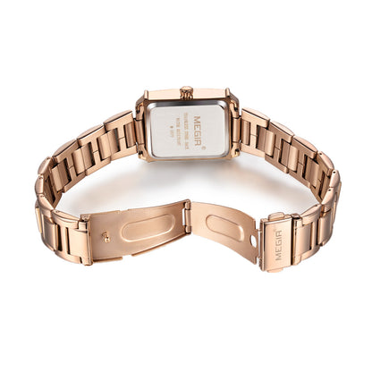 MEGIR White Women's Watches Top Brand Luxury Waterproof Woman Watch Bracelet Fashion Stainless Steel Band Wrist Watch for Women