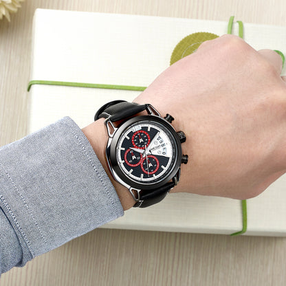 MEGIR Fashion Mens Military Sports Watches Luxury Leather Quartz Business Watch Chronograph Waterproof Luminous Date Wristwatch-1