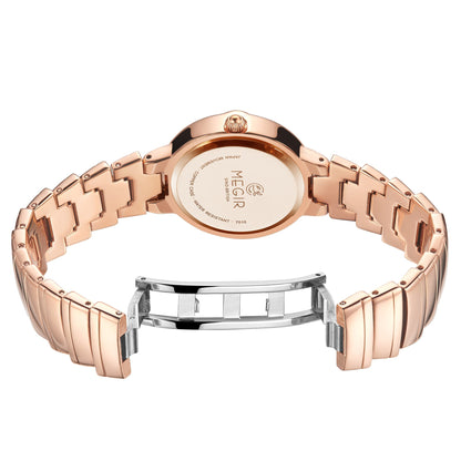 MEGIR Luxury Stainless Steel Strap Watches for Women Fashion Casual Quartz WristWatch Ladies Big Dial Dress Clock Reloj Hombre