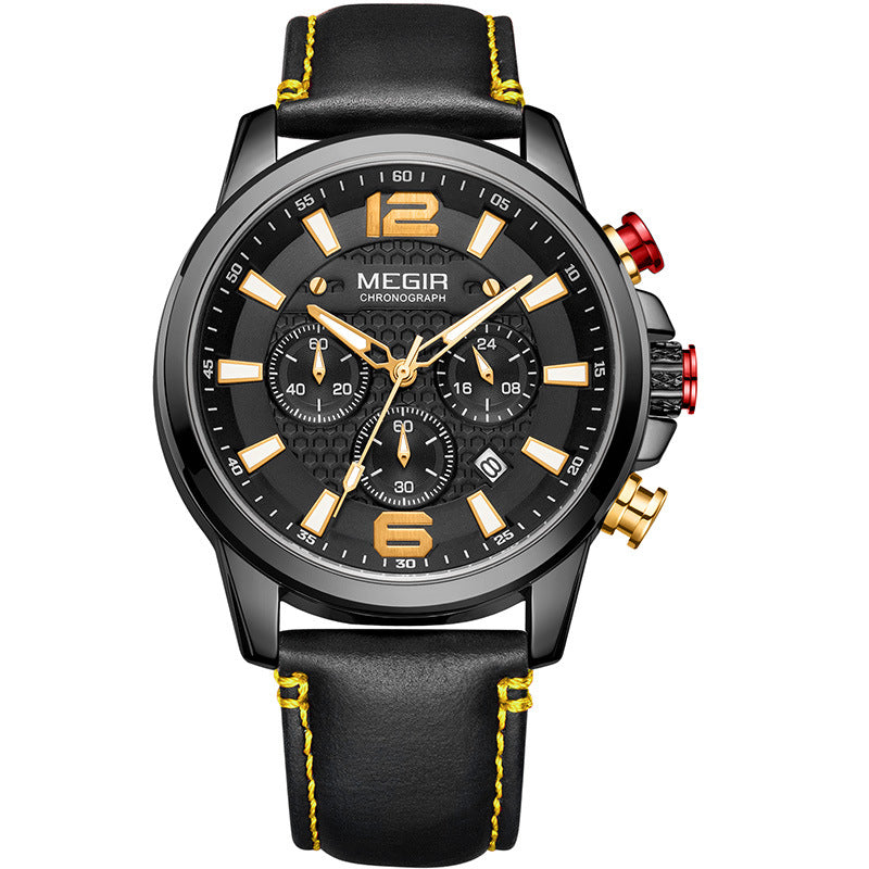 MEGIR Men's Quartz Wrist Watch Stainless Steel Band Chronograph Watches Luminous Waterproof Wristwatch Man Clock Military Watch
