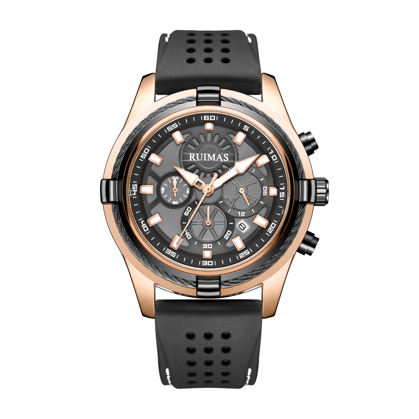 RUIMAS Top Luxury Quartz Wristwatches Men Silicone Large Dial  Military Sports Watches Waterproof Luminous Date Reloj Hombre-9
