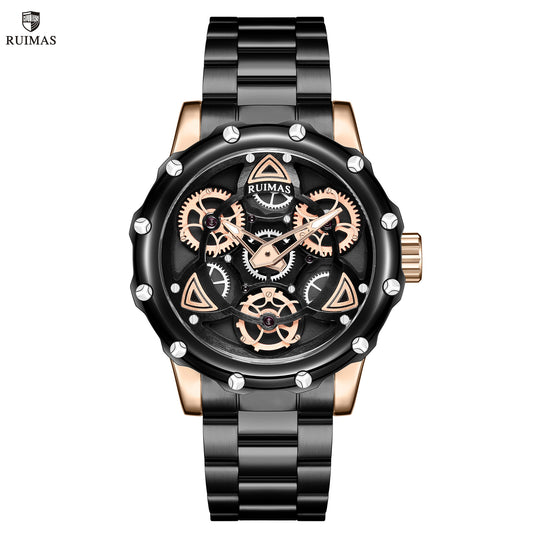 RUIMAS Quartz Watches Men's Business Wristwatch Waterproof Male Clock Chronograph Stainless Steel Casual Watch reloj hombre 331-0