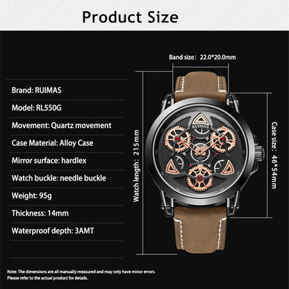 RUIMAS Brand Quartz Sport Watches for Men Fashion Military Casual Wrist Watch Waterproof Leather Male Clock Reloj Hombre 550