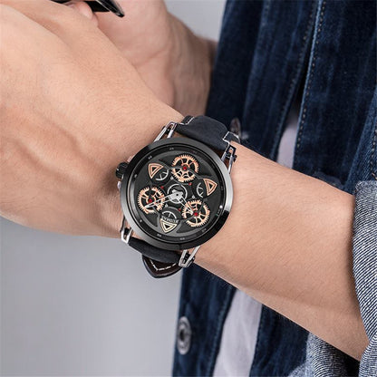 RUIMAS Brand Quartz Sport Watches for Men Fashion Military Casual Wrist Watch Waterproof Leather Male Clock Reloj Hombre 550